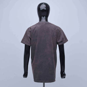 T-shirt décontracté à col rond pour femme, coupe ample, couleur unie, manches courtes, 100 % coton jersey, effet délavé - Product Image 6