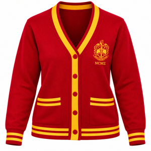 Suéter Cárdigan de Punto para Mujer, Marca PDK, con Cierre de Botones, Escudo Bordado en el Pecho y Puños a Rayas, Cómodo para Damas - Product Image 3