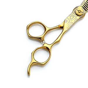 Tijeras Profesionales de Peluquería de 7'' de Acero Inoxidable Damasco Dorado con Hoja Afilada para Diestros, de Alta Gama, para Entresacar y Cortar el Cabello - Product Image 5