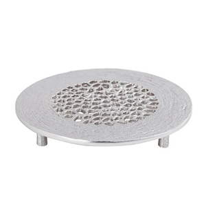 Sous-plat rond de luxe en métal, plaqué laiton antique, motif grue décorative, vente en gros - Product Image 5