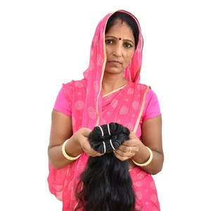 100% Venta al por mayor natural crudo sedoso color negro paquetes ondulado tejido profundo proveedor Sur indio templo extensiones de cabello humano - Product Image 2
