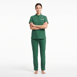Wholesale High Quality Women Healthcare <b>Scrub</b> <b>Uniform</b> Stand Collar Short Sleeve Top And Pant Hospital <b>Uniform</b> - Product Image 4
