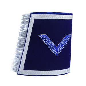 Meilleures ventes : Gants maçonniques personnalisés de haute qualité, brodés sur mesure, pour Maître Compère de Loge Bleue, avec manchette en velours bleu, vente en gros - Product Image 3