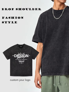 T-shirt personnalisé avec strass, vintage, délavé à l'acide, col rond, coton lourd 300 g/m², impression DTG, coupe ample, court, graphique, pour homme - Product Image 4