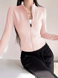 Veste de yoga sans couture pour femmes, légère, pour la course à pied, le fitness, les sports, avec fermeture éclair intégrale, extensible, respirante, vêtements de sport, logo personnalisé - Product Image 6