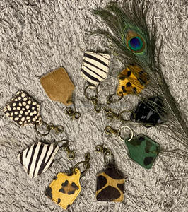 Nouveauté porte-clés en cuir de vachette porte-clés en cuir imprimé vache léopard porte-clés élégants - Product Image 4