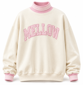 Sudadera de cuello alto extragrande para mujer Mellow, 100% algodón, tejido con estampado de letras, estilo casual para otoño. - Product Image 1