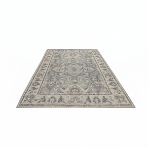 Alfombra DECORDEC de Lana Tufted a Mano - Diseño Floral Moderno, Ecológica, Antideslizante, con Base de Lana Gruesa, Suave, Azul Marfil, Pelo Medio - Product Image 2