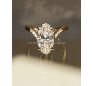 Anillo de compromiso/boda de diamante cultivado en laboratorio de corte ovalado para mujer, diamante amarillo dorado de 14 quilates, estilo Vintage, certificado IGI para - Product Image 1