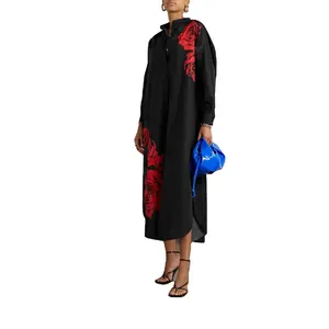 Floral Printed Rayon Cotton Kurti Modest Long Sleeve Kaftan for Casual and Party Wear Women's Ethnic Fashion