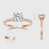 Bague de Fiançailles Solitaire en Argent Sterling 925 Plaqué Or Rose 18K de Luxe avec Zircon Rond de 7mm pour Femme - Vente en Gros