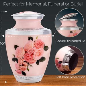 Urne funéraire en aluminium rose pour cendres humaines, urnes de crémation pour cendres d'adultes, urnes funéraires pour cendres d'adultes femmes - Product Image 2