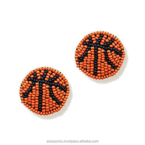 ต่างหูห่วงบาสเก็ตบอลทำมือประดับลูกปัดทรงมรกต ของขวัญเครื่องประดับกีฬาสำหรับผู้หญิงและเด็กผู้หญิง ขายส่งเครื่องประดับแฟชั่น - Product Image 4