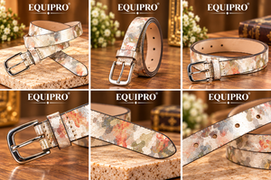 เข็มขัดหนังแท้ลายสัตว์ Equipro Metallic แบบกลับด้านได้ หัวเข็มขัดเงินทรงเพรียวบาง สไตล์ลำลอง - Product Image 3