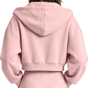 <b>Cropped</b> <b>Hoodie</b> <b>Women</b> Custom Embroidery Cotton Blend OEM ODM Factory Wholesale Apparel Manufacturer Exporter <b>Women</b> Crop Pullover - Product Image 3