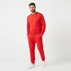 <b>Men</b> Casual Solid Sweatsuit Heavyweight Cotton Blend <b>Pullover</b> Crewneck Tracksuit Bulk Supplier Custom Apparel Manufacturer - Product Image 3