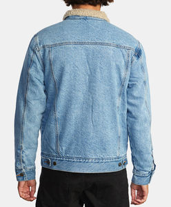 High Quality Street Style <b>Men's</b> Casual Wear Denim Jacket Top Seller Solid Blue Color Cheap Price <b>Men's</b> Clothing Denim Jackets - Product Image 5
