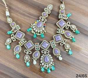 Conjunto de collar de lujo en turquesa y rosa con pendientes llamativos, conjunto de joyería de diseñador para bodas y fiestas tradicionales. - Product Image 6