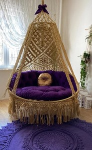 Balançoire familiale, balançoire en macramé très grande et de haute qualité, balançoire en macramé pour le jardin, grande balançoire pour l'intérieur et l'extérieur - Product Image 2