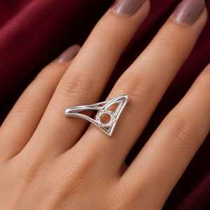 Base de bague semi-montée en argent sterling 925, 5 mm, ronde, avec sertissage triangulaire, pour la création de bijoux DIY avec pierres précieuses - Product Image 6