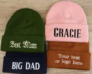 Custom <b>Beanie</b> Custom Logo/Text <b>Hats</b>,Custom Personalized Embroidery <b>Hat</b>,Text Knit <b>Hat</b>,Winter <b>Hat</b>,Womens <b>Beanie</b>,<b>Mens</b> Winter <b>Hat</b> - Product Image 1