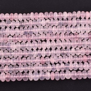 Cuentas de Cuarzo Rosa Natural Lisas en Forma de Rondelle de 7 a 8 mm, Cuentas de Cuarzo Rosa para la Fabricación de Joyería, Directamente del Fabricante - Product Image 1