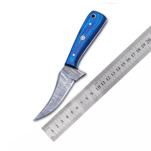 Cuchillo de Caza de Acero de Damasco Hecho a Mano con Mango de Madera Pakka para Campismo, Pesca y Viajes de Aventura al Aire Libre - Product Image 2