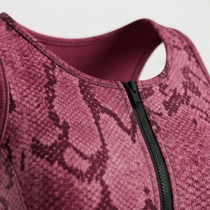 Women's 2 Piece Yoga Set Maroon Animal Print Zip Front Crop Top High Waist Full Length <b>Leggings</b> - Product Image 4