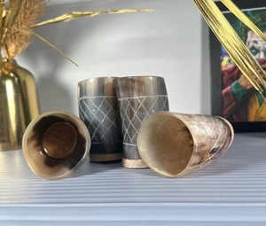 REHMAN CRAFT Verre artisanal en corne de buffle naturelle, écologique et rustique pour la décoration intérieure, Noël, Halloween - Product Image 3