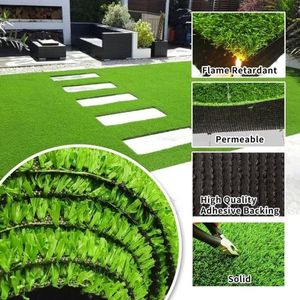 Premium 3ft X 16ft tappetino in erba sintetica fori di drenaggio 0.6 pollici spessi supporto in gomma finta per Patio interno/esterno per animali domestici - Product Image 3