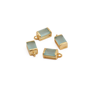 จี้หินแคลเซโดนีธรรมชาติทรงบาแกตต์ ชุบทอง สำหรับทำเครื่องประดับ - Product Image 3