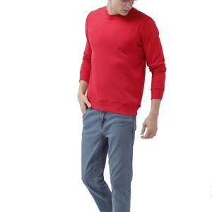 Suéter de Punto Rojo para Hombre, Cuello Redondo, Corte Regular, Color Sólido, Casual, Manga Larga, 100% Algodón, para Otoño - Product Image 2