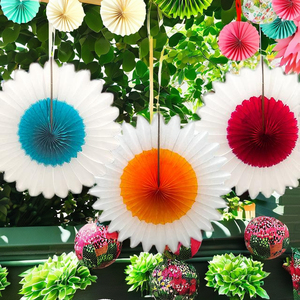 Décorations suspendues en papier de soie Daisy, fleurs en papier nid d'abeille colorées, toile de fond murale pour fête d'anniversaire ou baby shower - Product Image 2