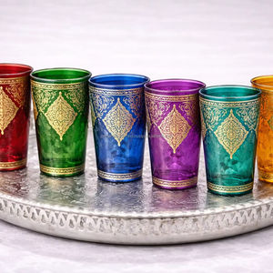 JM INTERNATIONAL Multicolor Mediterranean Glasses Tea <b>Cup</b> <b>Set</b> of 6 - Product Image 1