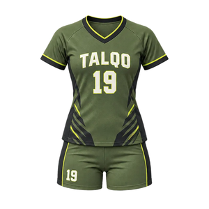 Conjunto de Camiseta y Pantalones Cortos de Fútbol Personalizados para Mujer, Cuello en V, Franja Diagonal, Sublimación, Secado Rápido, Uniforme de Fútbol, Nombre del Equipo, Número, Diseños OEM - Product Image 1