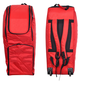 Sac de sport en nylon rouge avec roulettes, sangle réglable, fermeture éclair, grande capacité 40-55L, style décontracté unisexe, vente en gros - Product Image 1