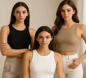 Débardeur court pour femme de haute qualité, style été, coupe ajustée, parfait pour les tenues décontractées, basique mais de qualité supérieure. - Product Image 6