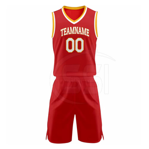 Conjunto de Uniforme de Baloncesto Rojo Personalizado con Nombre de Equipo y Número 00 para Hombre, Ropa Deportiva Transpirable de Poliéster con Impresión por Transferencia de Calor de Alta Calidad - Product Image 1