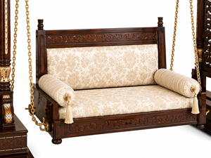 Balançoire en bois sur le thème du Maharaja pour salon, balançoire à baldaquin en teck sculptée à la main, balançoire intérieure traditionnelle en bois, style palais de luxe, Royaume-Uni - Product Image 6
