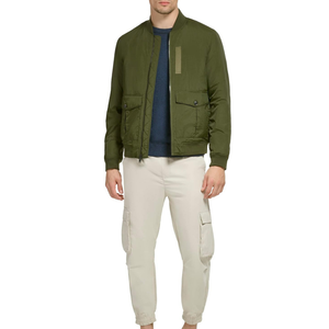 Custom Dark Olive Utility Bomber <b>Jacket</b> for <b>Men</b> Full Zip Multi Pocket <b>Flight</b> Inspired Casual Streetwear Outerwear Modern Fashion - Product Image 3