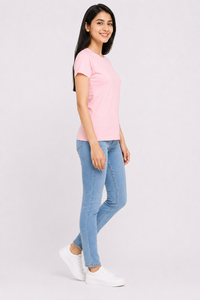 T-shirts décontractés d'été respirants à manches courtes et col rond pour femmes, avec logo personnalisé et impression numérique, 100 % coton jersey 120g, vente en gros - Product Image 4