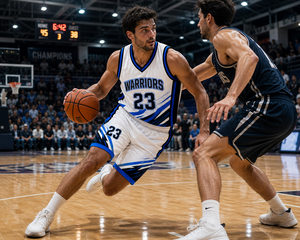 Warrior Performance Basketball Uniform Set with Dynamic <b>White</b> and Blue Design, Lightweight Fabric Ideal for Intense Training - Product Image 6