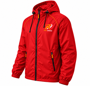 Chaqueta Impermeable Ligera con Capucha Roja para Exteriores, con Cuello Alto, Tejido Transpirable, Resistente al Viento, con Cierre Completo, para Senderismo y Running - Product Image 2