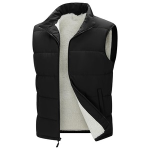 Chaleco Acolchado Azul Marino para Hombre, Cuello Alto, Cierre de Cremallera, Cortavientos, Informal, Ropa de Invierno, Relleno de Poliéster, Bolsillos, Largo Regular - Product Image 5