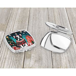 Bulldog francés Navidad compacto viaje maquillaje espejo plegable mano diseño regalo para mujeres y niñas - Product Image 3