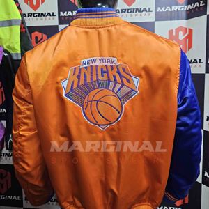 Veste de basket-ball formelle imperméable et coupe-vent de haute qualité avec fermeture éclair, motif New York Knicks, face et dos enduits, prix de gros - Product Image 5