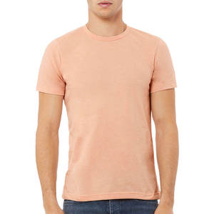 Classic <b>Peach</b> Crew Neck T-<b>Shirt</b> for Men Soft Cotton Slim Fit Short Sleeve Casual Top Stylish Plain Summer Front logo - Product Image 1