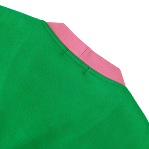 Cárdigan de Forro Polar AKA, Unisex, Verde y Rosa, con Botones, Bordado, Estilo Griego Informal, Prenda Exterior de Primera Calidad - Product Image 4