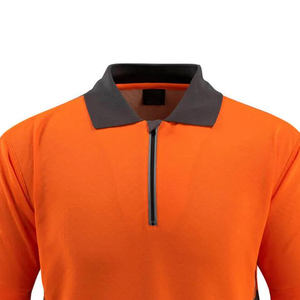 Polo de sécurité haute visibilité orange réfléchissant pour homme, vêtement de travail, uniforme de chantier avec fermeture éclair et bandes - Product Image 4