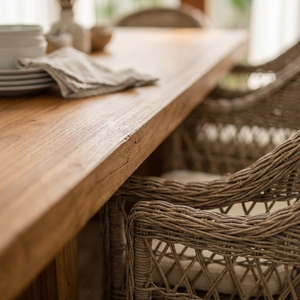 Handcrafted Durable Sustainable Natural Wicker Rattan Eco-Friendly Ergonomic <b>Dining</b> <b>Chair</b> Cushion Coastal Modern Outdoor Garden - Product Image 4